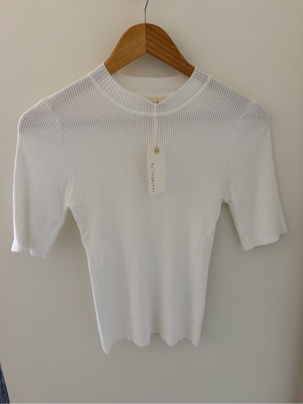 Together White Ribbed Crewneck Short Sleeve Top